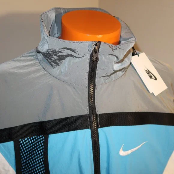 2019 NIKE LAB NRG ISPA NYLON REFLECTIVE JACKET GREY WHITE BLACK POWDER BLUE XXL